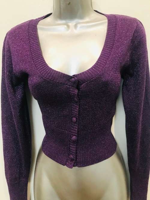 10 / 34 purple sparkle knitwear jersey cardigan.