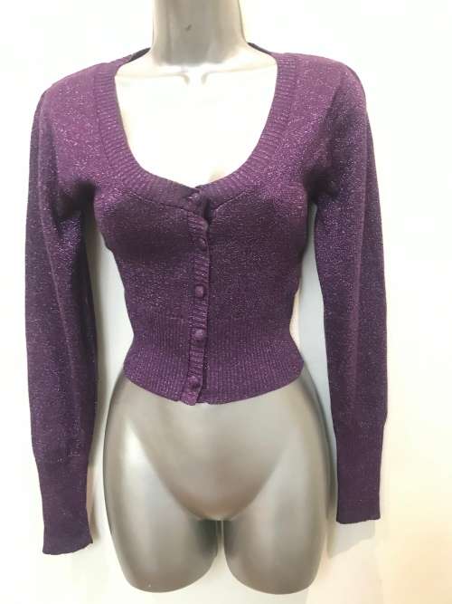 10 / 34 purple sparkle knitwear jersey cardigan.