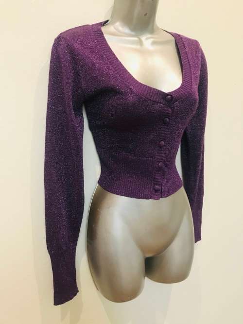 10 / 34 purple sparkle knitwear jersey cardigan.