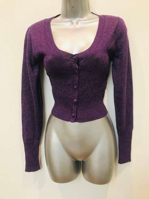 10 / 34 purple sparkle knitwear jersey cardigan.