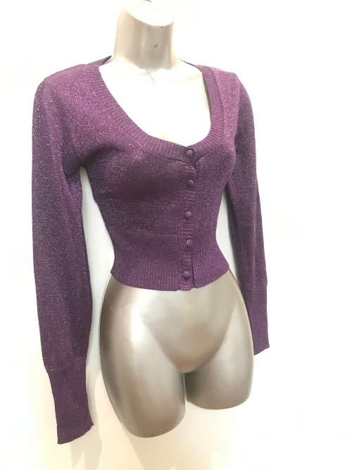 10 / 34 purple sparkle knitwear jersey cardigan.