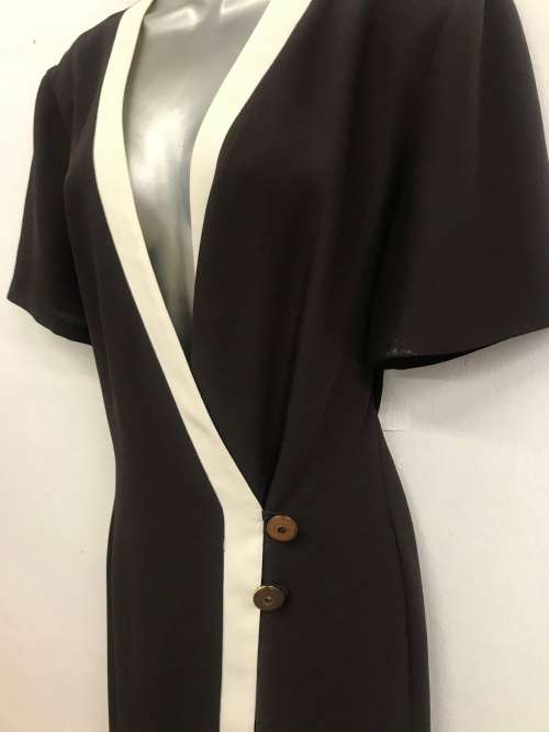 Vintage look brown & cream x-over dress 12 / 36