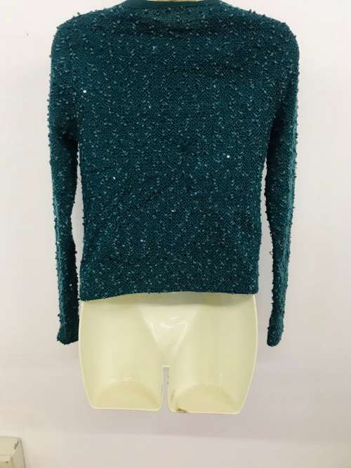 10 / 34 teal green channel look jersey LOVE cardigan has sparkle