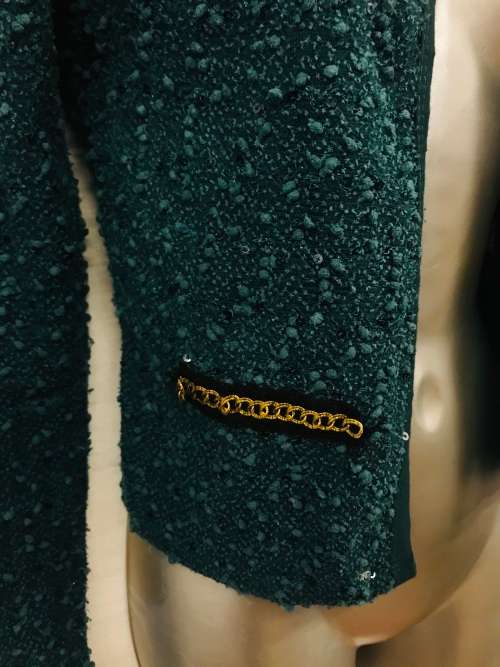 10 / 34 teal green channel look jersey LOVE cardigan has sparkle