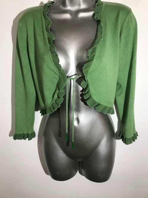 12 / 36 green frill bead cardigan by SASHA