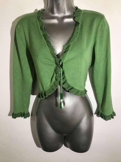 12 / 36 green frill bead cardigan by SASHA