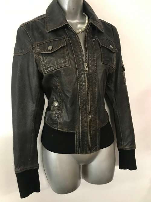 Vintage brown leather cropped jacket 10 / 34
