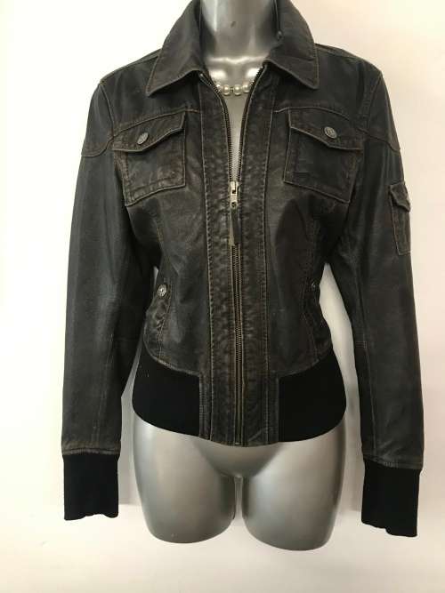 Vintage brown leather cropped jacket 10 / 34