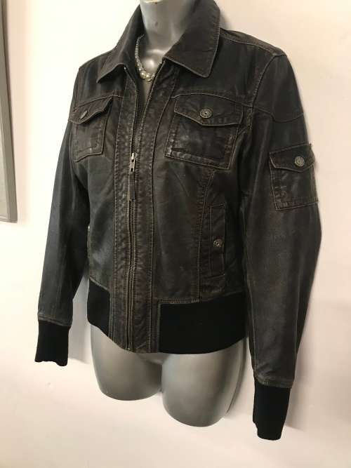 Vintage brown leather cropped jacket 10 / 34