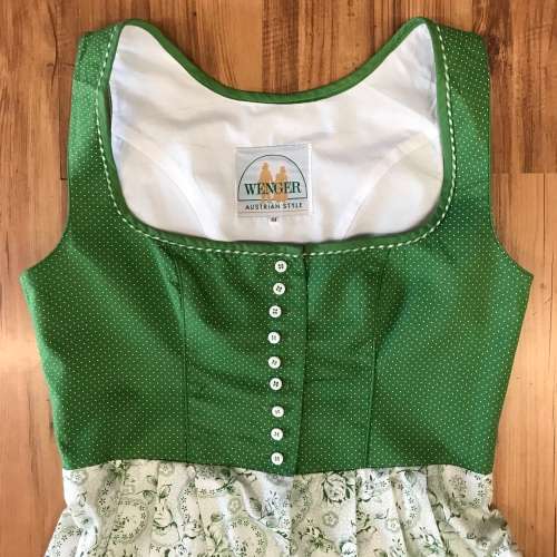 DIRNDL DRESS apple green corset like top suits a 36 incredible quality
