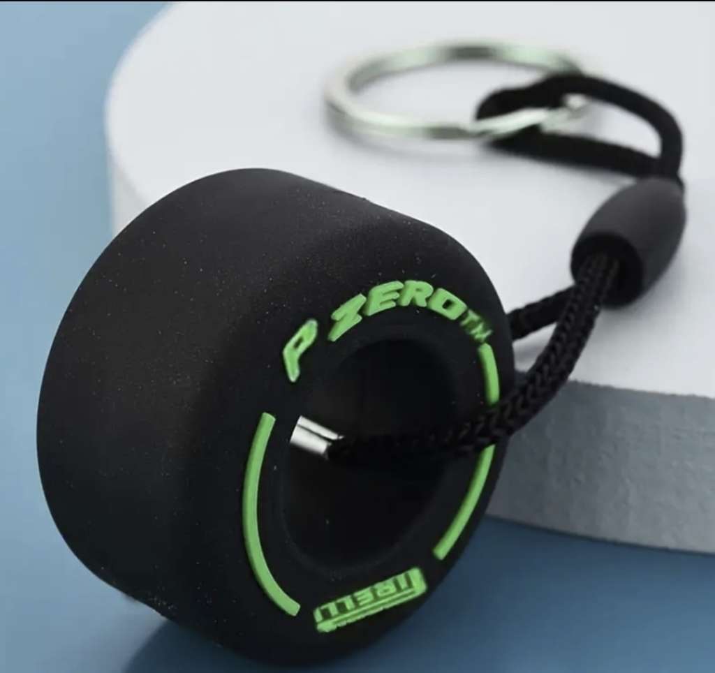 F1 Tyre Keyring (RED, GREEN and WHITE)