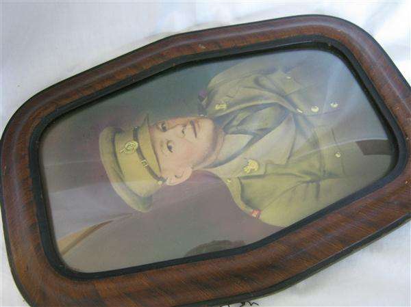 VINTAGE WOODEN FRAMED PICTURE WITH ORIGINAL CONVEX GLASS...