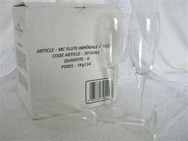 CHAMPAGNE FLUTES.." MOET & CHANDON " X 6 PER BOX...22cm TALL