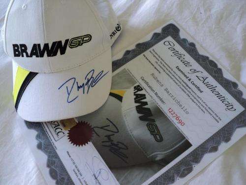 Rubens Barrichello signed BrwanGP cap *** LIMITED *** COA Incld