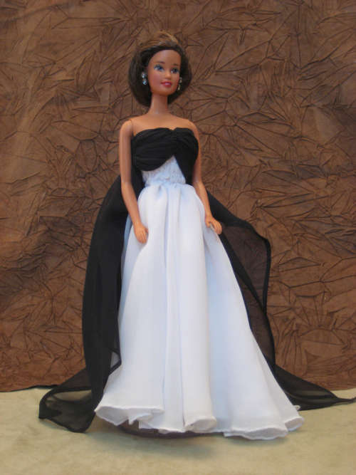 Black Overlay & White Silk Dressed Barbie