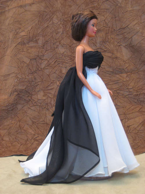 Black Overlay & White Silk Dressed Barbie