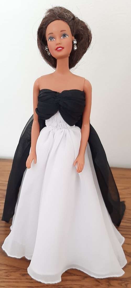 Black Overlay & White Silk Dressed Barbie