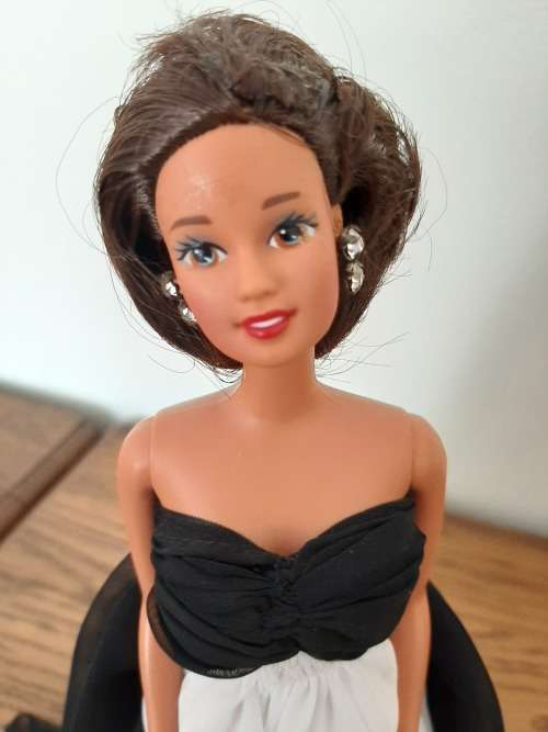 Black Overlay & White Silk Dressed Barbie