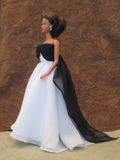 Black Overlay & White Silk Dressed Barbie
