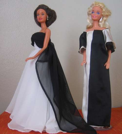 Black Overlay & White Silk Dressed Barbie