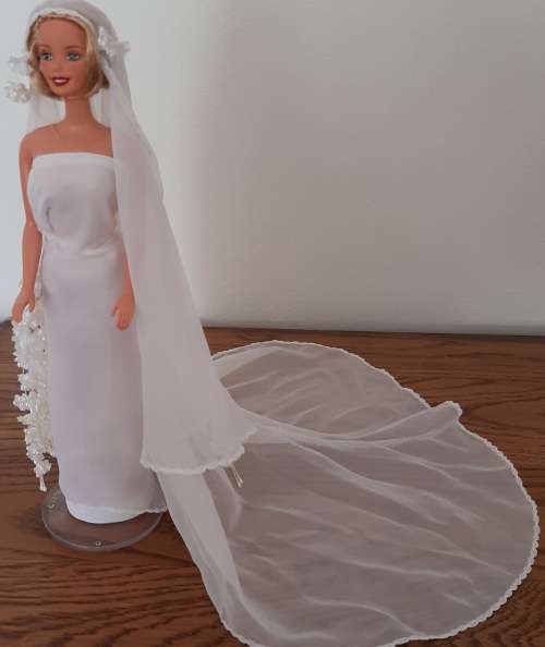 Long veil Straight Chiffon wedding dress Barbie Bride