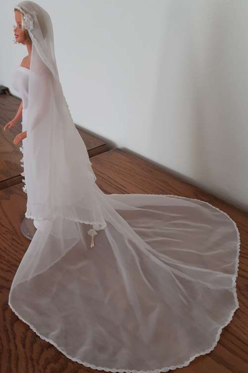 Long veil Straight Chiffon wedding dress Barbie Bride