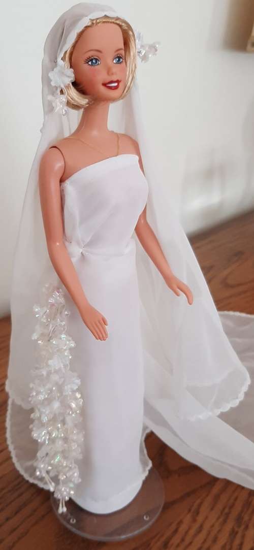 Long veil Straight Chiffon wedding dress Barbie Bride