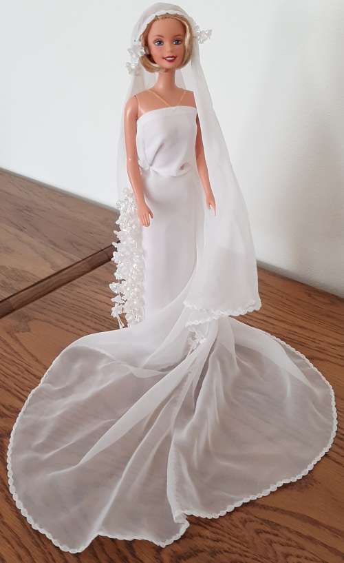 Long veil Straight Chiffon wedding dress Barbie Bride