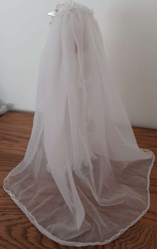 Reduced - Pleated White Fine Net and Full Wedding Dress Barbie Bride