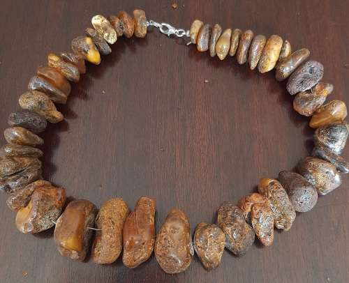 Large Baltic Amber necklace with silver clasp