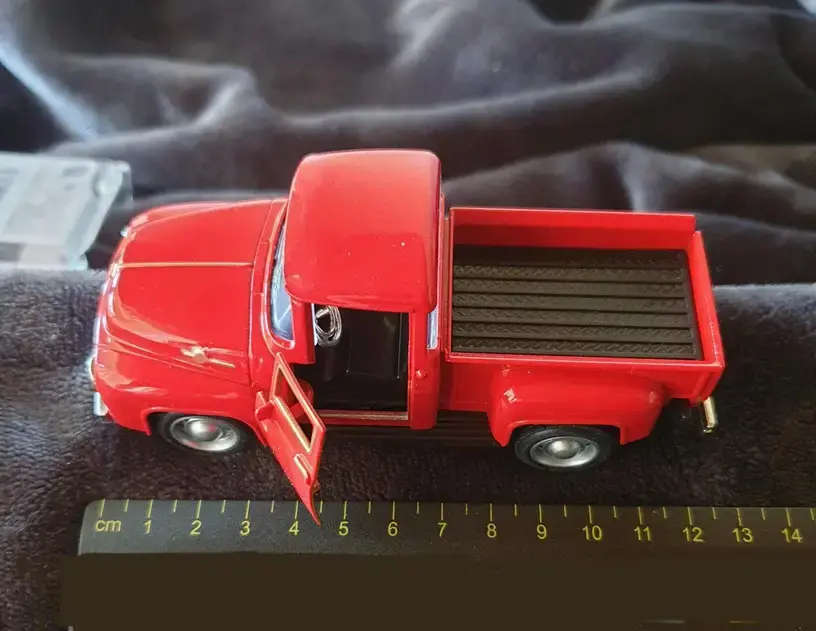Red Metal Pickup Truck Model Car, functioning opening doors!