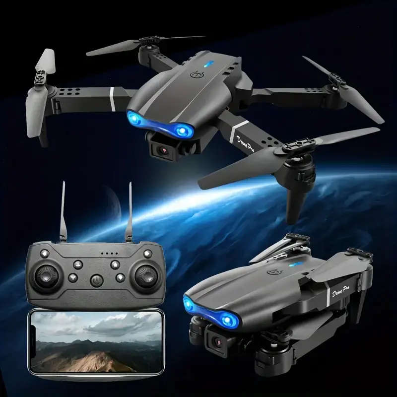 E99 Dual Camera Drone, Auto Take-off/Land, Foldable Drone, Indoor/Outdoor