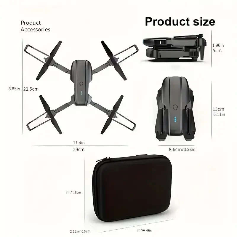 E99 Dual Camera Drone, Auto Take-off/Land, Foldable Drone, Indoor/Outdoor