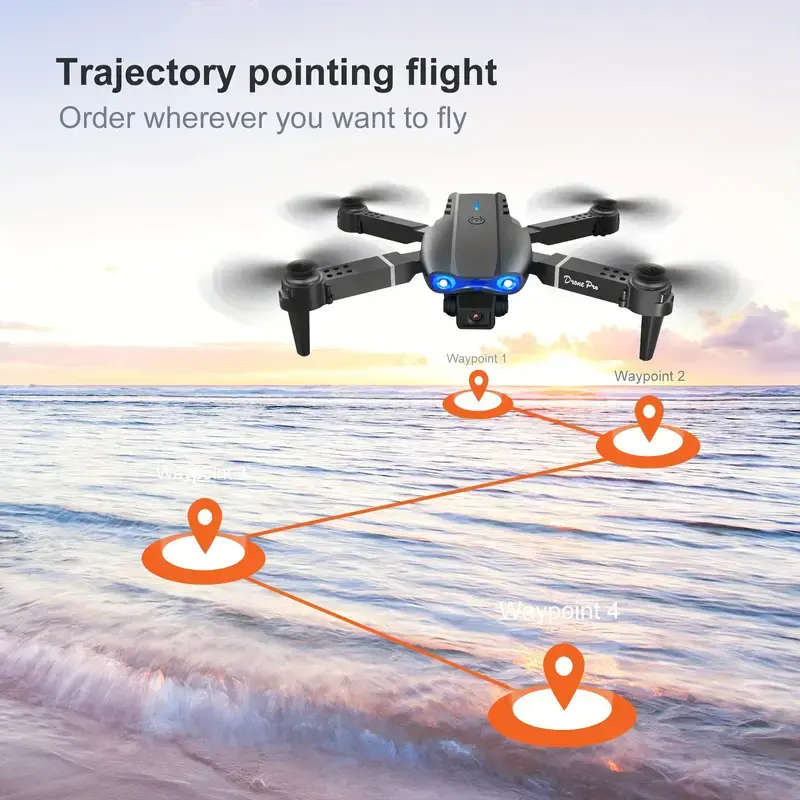 E99 Dual Camera Drone, Auto Take-off/Land, Foldable Drone, Indoor/Outdoor