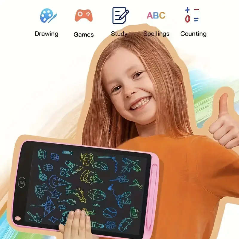 Pink 8.5` Writing Tablet, Perfect for kids to learn and draw