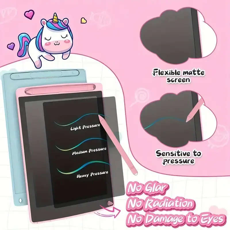 Pink 8.5` Writing Tablet, Perfect for kids to learn and draw
