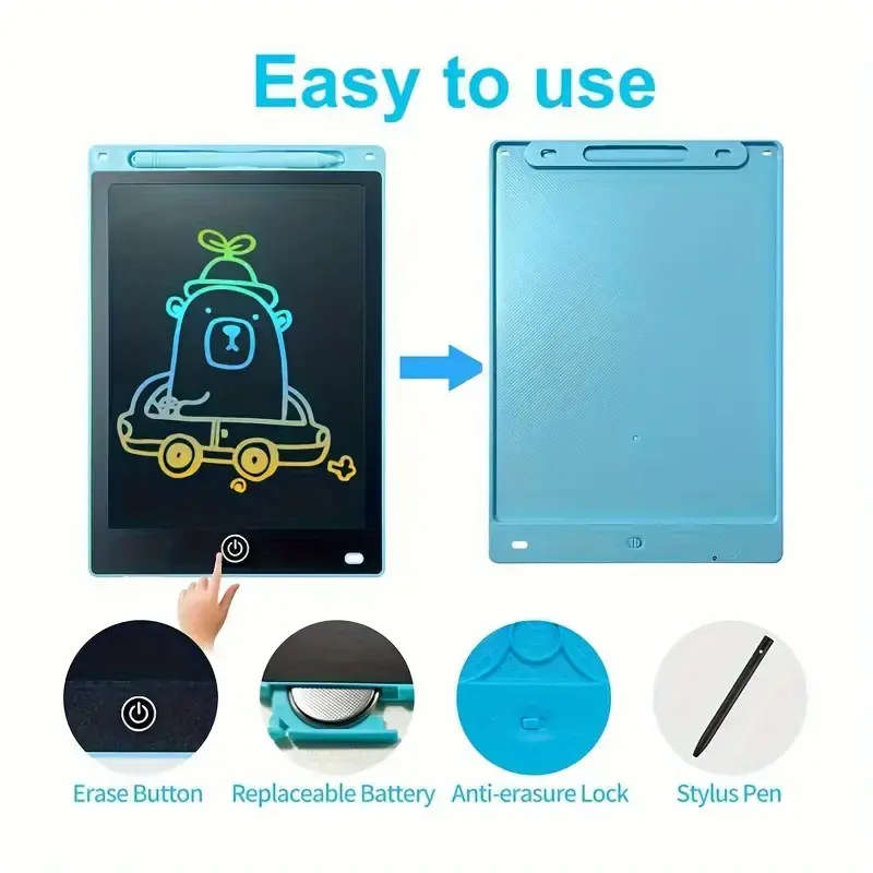 Blue 10`` Writing Tablet, Perfect for kids to learn and draw