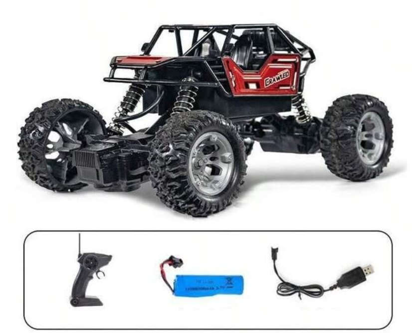 Brand New! Alloy Body Remote Control Car, Off-road Climbing, Rechargeable, With Lights, Rubber Tires