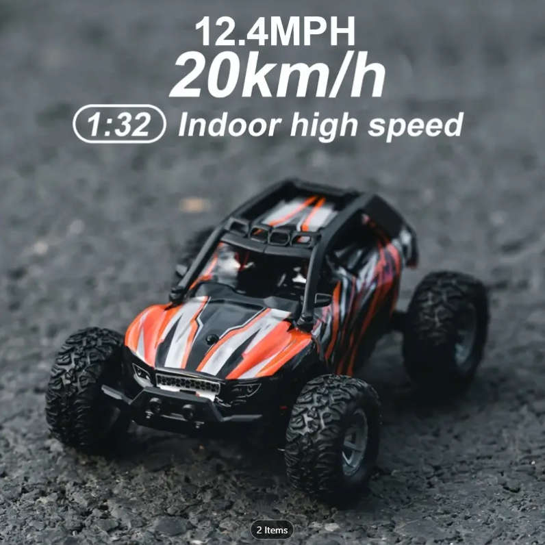 Brand New! 1:32 Up to 20Km/h! Strong Remote Control Car, Rechargeable, With Lights, Rubber Tires