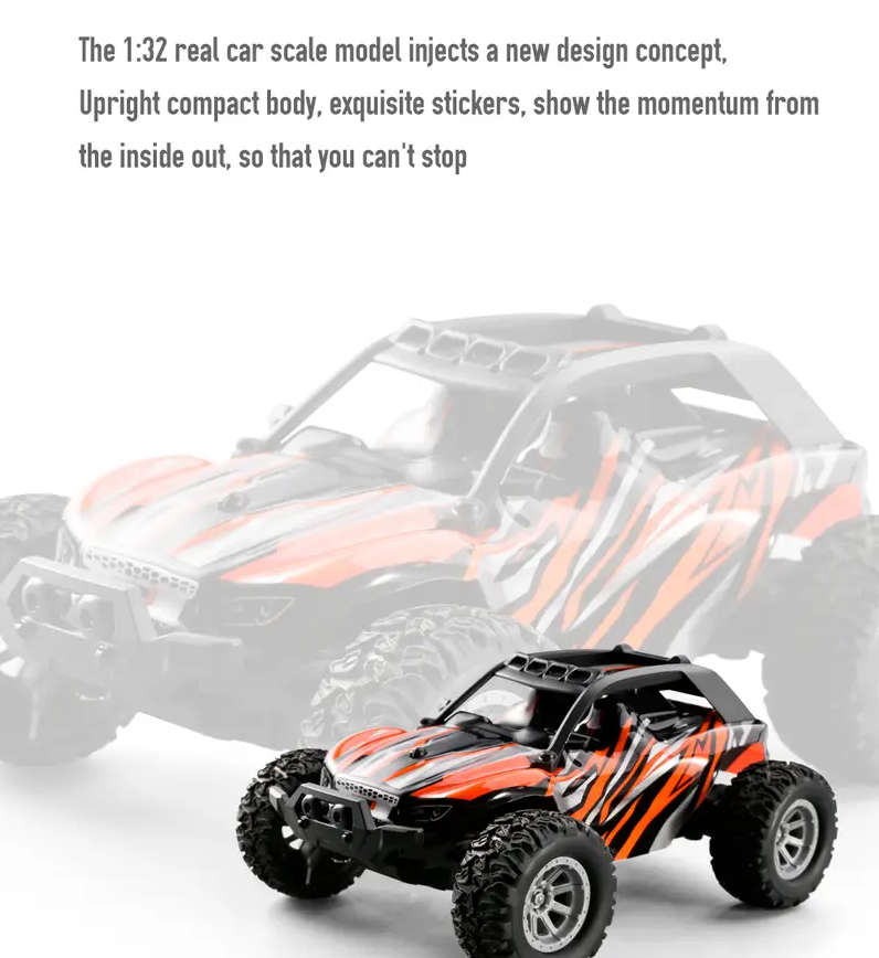 Brand New! 1:32 Up to 20Km/h! Strong Remote Control Car, Rechargeable, With Lights, Rubber Tires