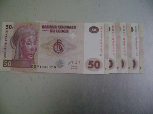 Congo  50 Francs  2013  UNC  (4 sequential numbers)