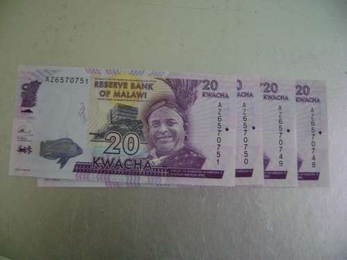 Malawi  20 Kwacha  2016  UNC  (4 sequential numbers)