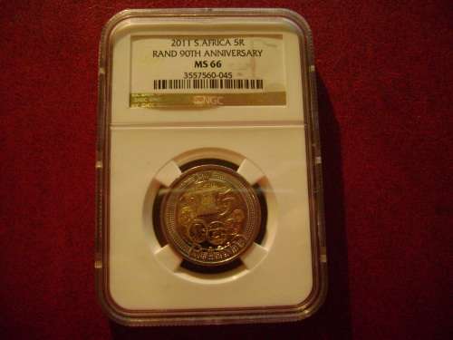 RSA  5R  2011    NGC  MS 66     Rand 90th Anniversary