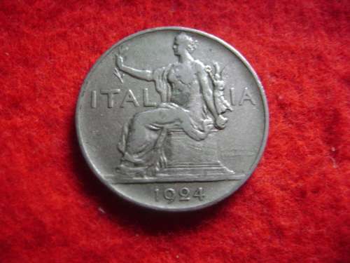 Italy  1 Lira  1924   Magnetic