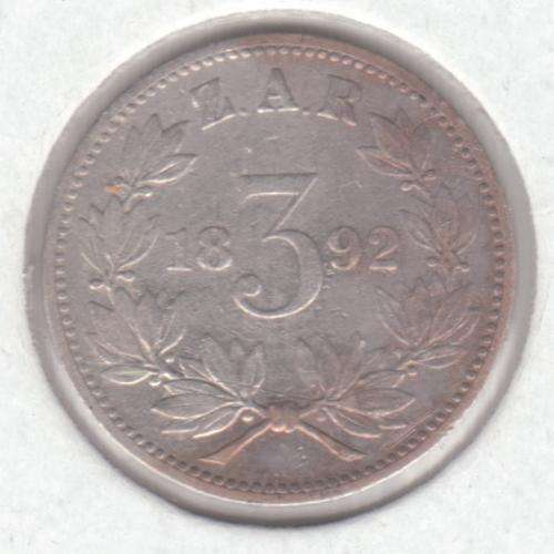 1892 Kruger Silver 3 pence