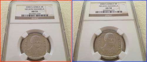 R5 Combo - 2000 (Mandela Inauguration) - NGC - AU55 + AU58 - One bid for both