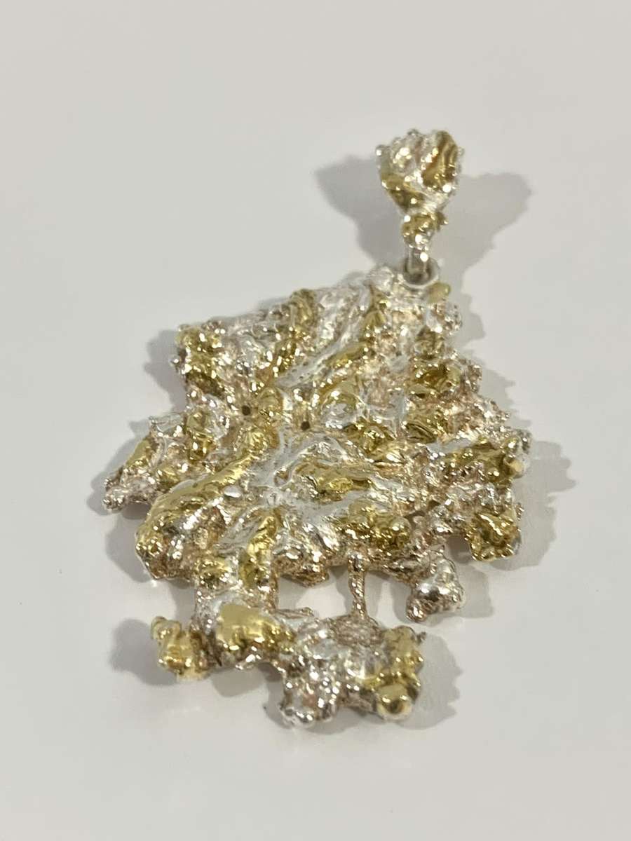 Exquisite Genuine Silver and Gold Necklace Pendant