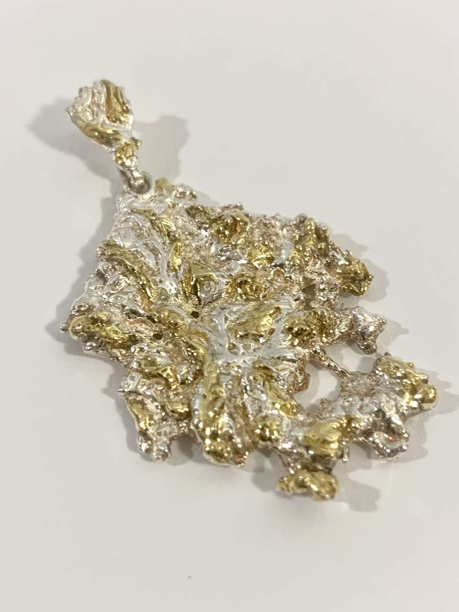 Exquisite Genuine Silver and Gold Necklace Pendant