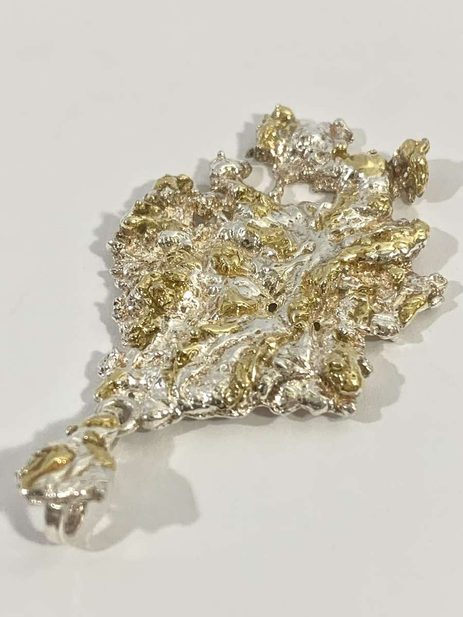 Exquisite Genuine Silver and Gold Necklace Pendant