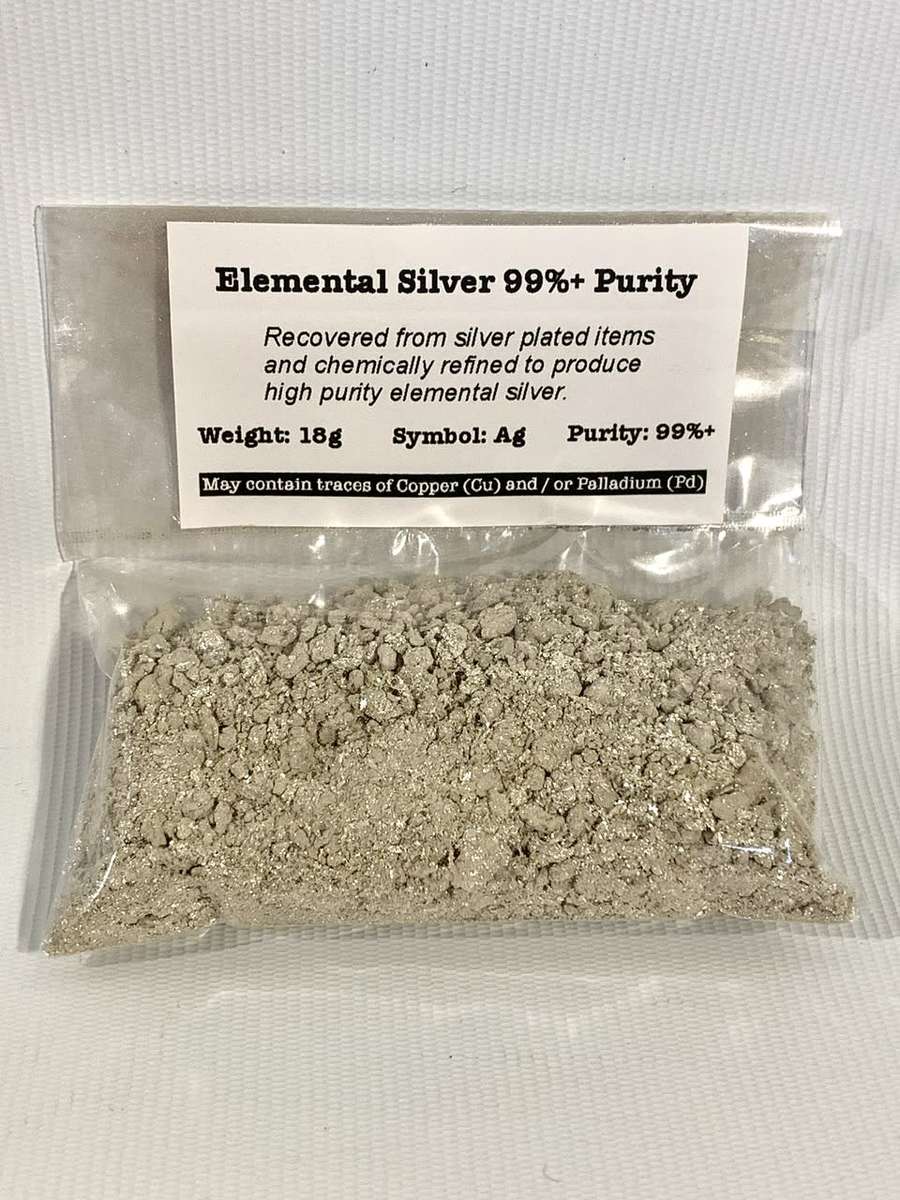 18 grams Chemically Refined Silver (Ag) 99% Purity